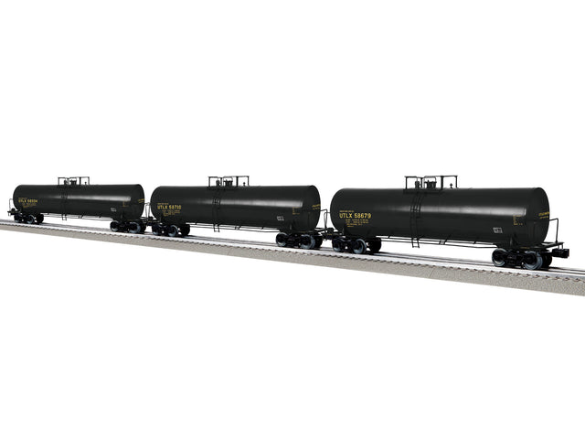 50' Tank Car 3-Pack - 3-Rail - Ready to Run -- Union Tank Car UTLX #58679, 58710, 58934 (black, yellow)-1