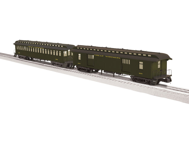 Wood Coach & Baggage Car Set - 3-Rail - Ready to Run -- Great Northern Set A #3261, 600 (Pullman Green, black)-1