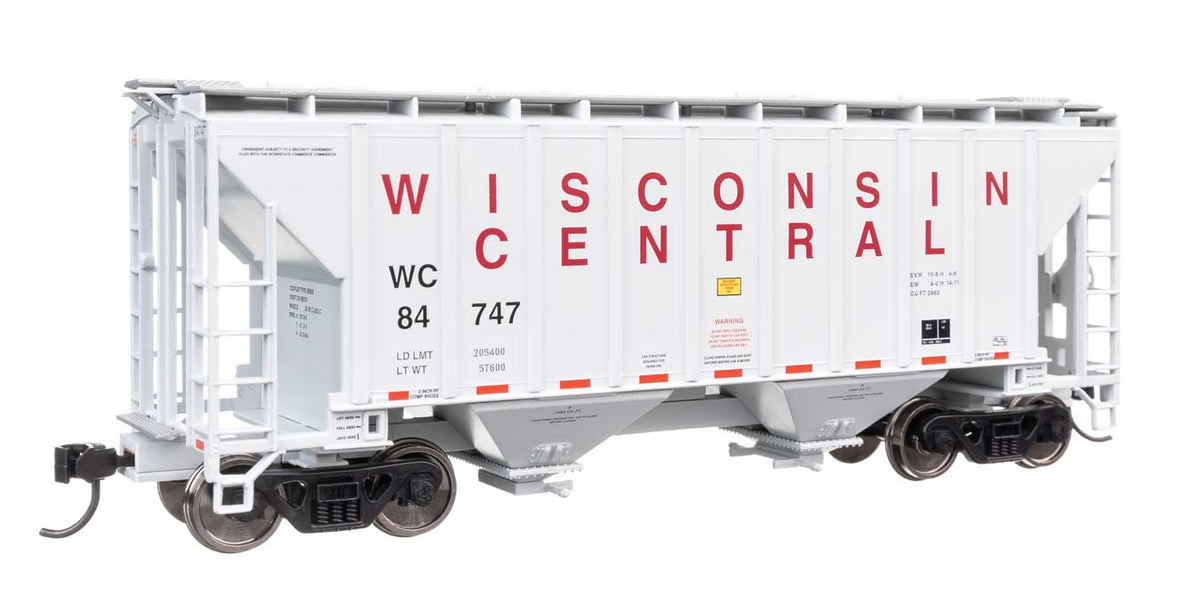 37' 2980 Cubic-Foot 2-Bay Covered Hopper - Ready to Run -- Wisconsin Central #84747-2