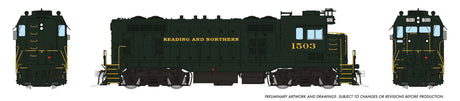 EMD CF7 Square Cab - Standard DC -- Reading & Northern #1504 (red, black, white)-1