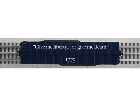Steel Boxcar - 3-Rail - Ready to Run -- Patrick Henry (blue, white, red, Multicolor Graphics)-3