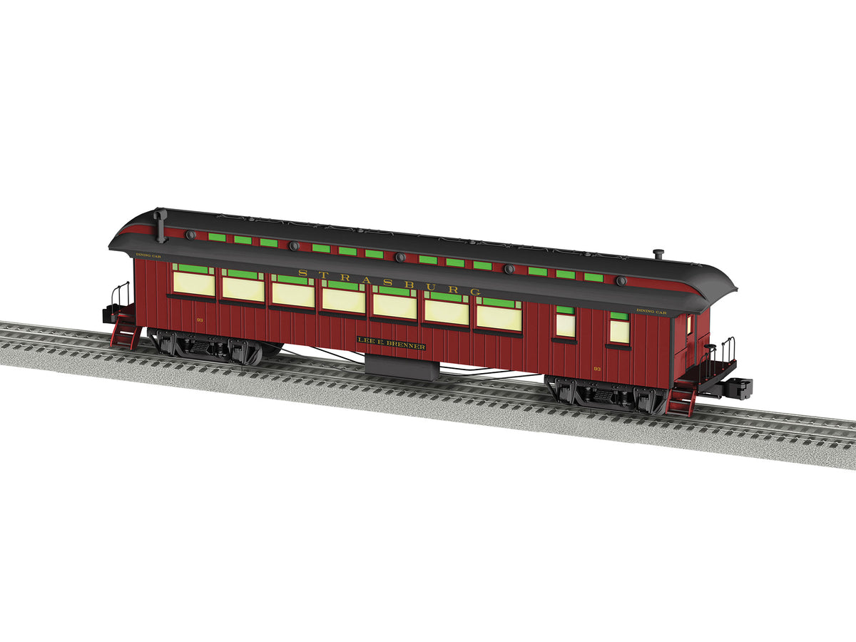Wood Diner with StationSounds - 3-Rail - Ready to Run -- Strasburg Lee E. Brenner (2000s  Tuscan, black)-1