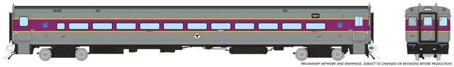 Comet Coach - Ready to Run -- MBTA #1607 (gray, purple, yellow)-1