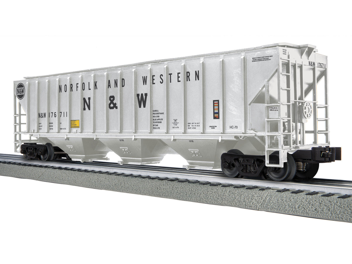 PS-2CD 4740 3-Bay Covered Hopper - 3-Rail - Ready to Run -- Norfolk & Western #176711 (gray, black)-1