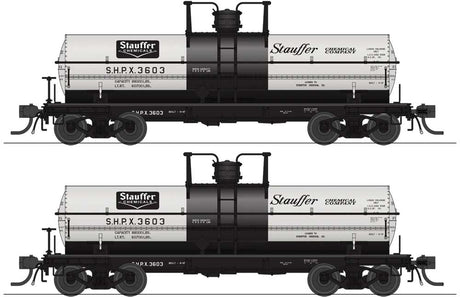 6000-Gallon Chlorine Tank Car 2-Pack - Ready to Run -- Stauffer Chemical SHPX #3505, 3506 (gray, black)-2