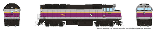 EMD F40PH - Ready to Run -- MBTA #1000 w/Ditchlights (red, black, white)-1