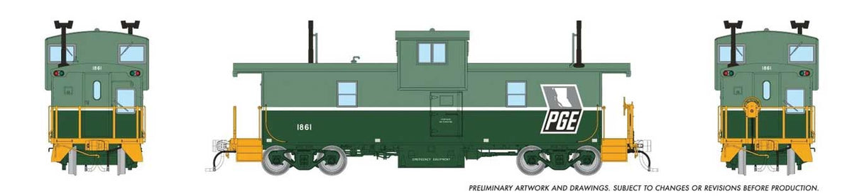 Squamish Caboose - Ready to Run -- Pacific Great Eastern #1861  (2-Tone Green, Gray Map)-1