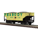 Offset-Side 2-Bay Hopper - 2-Rail - Ready to Run - Premier(R) -- Peabody Coal (yellow, green, black, red)-1