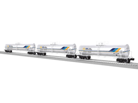 50' Tank Car 3-Pack - 3-Rail - Ready to Run -- Archer-Daniels-Midland #18001, 18006, 18020 (white, blue, Corn Sweeteners Lo-1