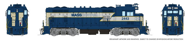 EMD CF7 Square Cab - Standard DC -- Massachusetts Central #2443 (red, black, white)-1