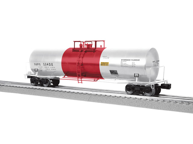50' Tank Car - 3-Rail - Ready to Run -- Dupont DUPX #11402 (silver, red)-1