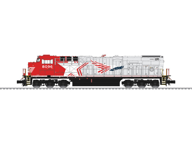 GE ET44AC - 3-Rail - w/Legacy Control & Sound -- Norfolk Southern #8096 (America 250, gray, red)-1
