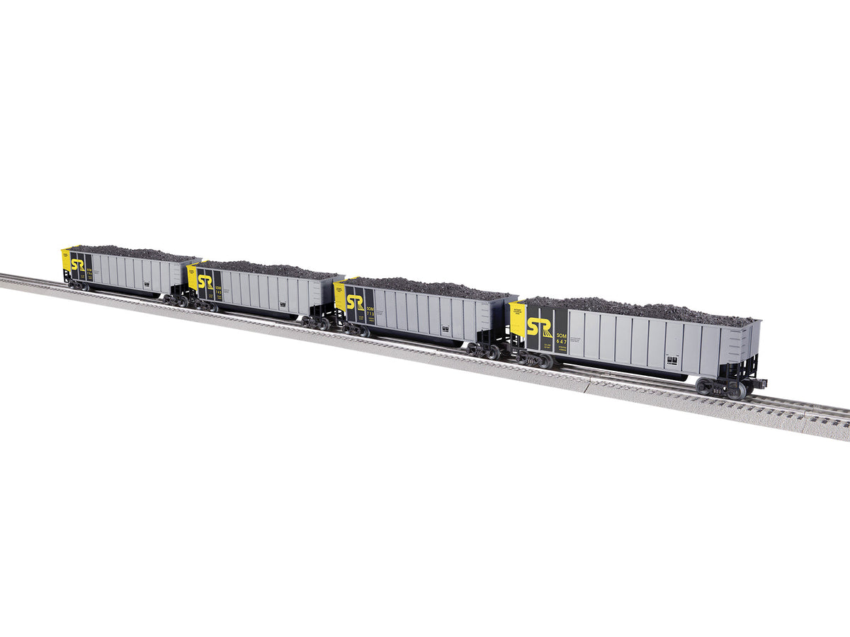 Bathtub Coal Gondola w/Load 4-Pack - 3-Rail - Ready to Run -- Somerset Railway #647, 714, 745, 796 (silver, black, yellow)-1