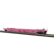 53' Rebuilt Well Car - 3-Rail - Ready to Run - Premier -- TTX #654811 (On Track For A Cure Scheme, pink)-1