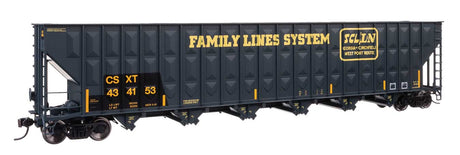 73' Greenville 7,000 Cubic Foot Wood Chip Hopper - Ready to Run -- CSX Transportation #434153 (Patched Family Lines SCL/FLS)-1