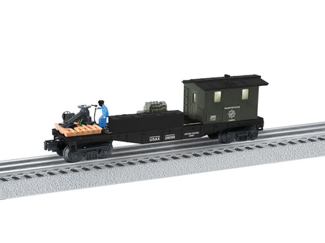 Operating/Lighted Work Welding Car Caboose - 3-Rail - Ready to Run -- US Army Transportation Corps (black, green)-1