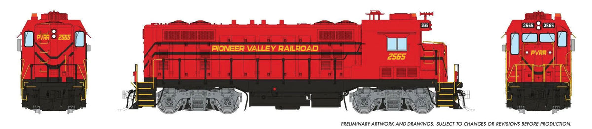 EMD CF7 Square Cab - Standard DC -- Pioneer Valley railroad #2565 (red, black, white)-1