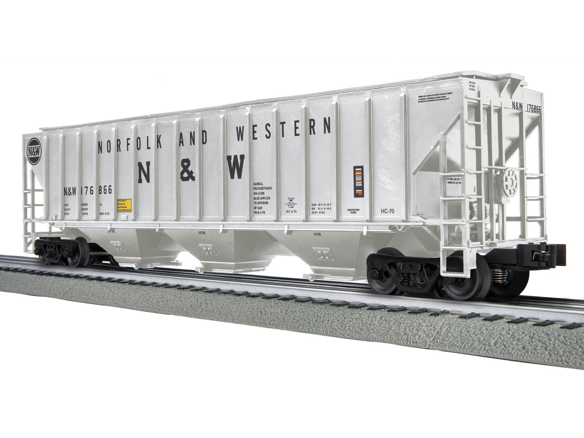 PS-2CD 4740 3-Bay Covered Hopper - 3-Rail - Ready to Run -- Norfolk & Western #176866 (gray, black)-1