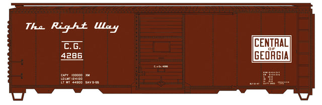 AAR 40' Single-Door Steel Boxcar - Kit -- Central of Georgia #4286 (Boxcar Red)-1