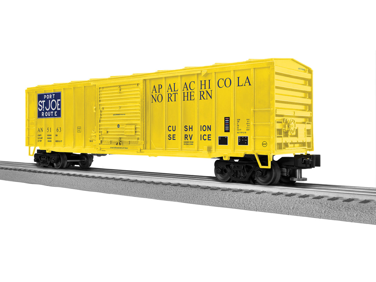ACF 50' Boxcar - 3-Rail - Ready to Run -- Apalachicola Northern #5163 (yellow, blue)-1