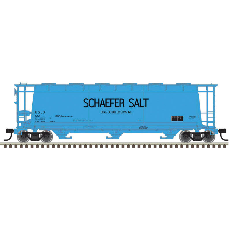 3-Bay Cylindrical Hopper - 2-Rail - Ready to Run - Master(R) -- Schaefer Salt (blue, black)-1