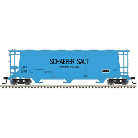 3-Bay Cylindrical Hopper - 2-Rail - Ready to Run - Master(R) -- Schaefer Salt (blue, black)-1