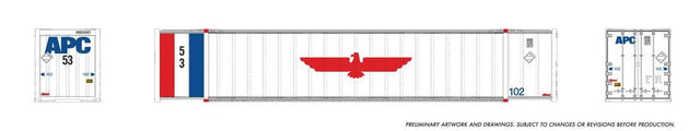 53' High-Cube Container 2-Pack - Ready to Run -- American President Lines APC (white, red, blue)-1