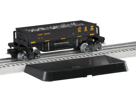 Operating Dump Car w/Coal & Dump Bin - 3-Rail - Ready to Run -- CSX #8200 (black, yellow)-1