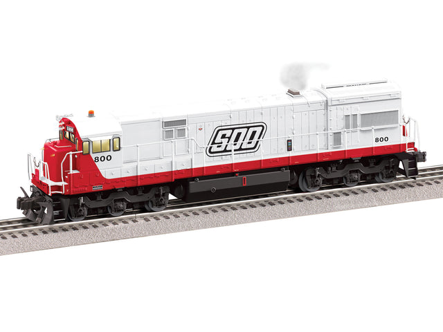 GE U30C- 3-Rail - Legacy Sound, Smoke and Control -- Soo Line #800 (white, red, Parallelogram Logo)-1