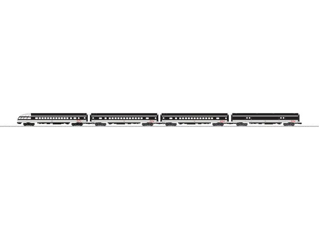 Baggage, 2 Coaches, Skytop Observation Set - 3-Rail - Ready to Run -- Canadian National (1960s black, light gray, red)-1