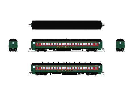 Heavyweight Passenger 5-Car Set - Ready to Run -- Christmas Scheme Unnumbered (green, red, black)-1