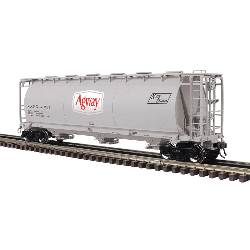 3-Bay Cylindrical Hopper - 2-Rail - Ready to Run - Master(R) -- Agway (gray, white, red)-1