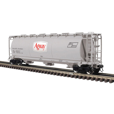 3-Bay Cylindrical Hopper - 2-Rail - Ready to Run - Master(R) -- Agway (gray, white, red)-1