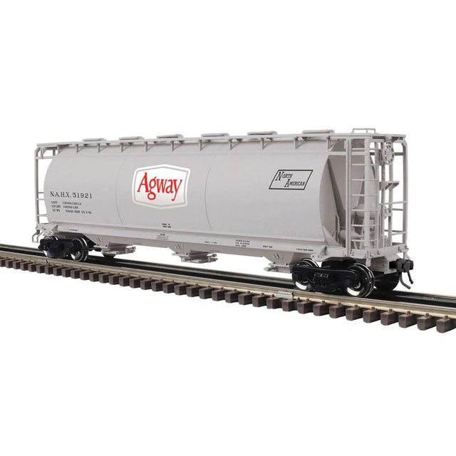3-Bay Cylindrical Hopper - 2-Rail - Ready to Run - Master(R) -- Agway (gray, white, red)-1