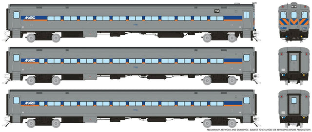 Comet Car 3-Pack - Ready to Run -- MARC Cab 7745 Coaches 7702, 7715 (gray, orange, blue)-1
