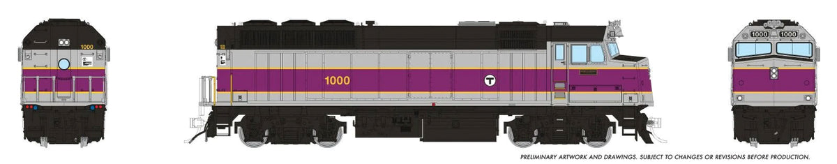 EMD F40PH - DCC and Sound - Ready to Run -- MBTA #1000 w/Ditchlights (red, black, white)-1