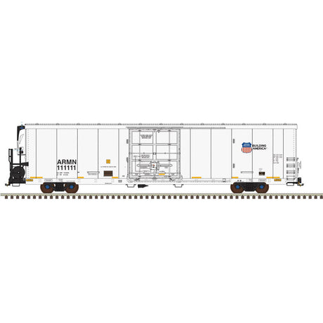 Trinity 64' Reefer - 2-Rail - Ready to Run - Master(R) -- Union Pacific (white, Building America Logo, Conspicuity Marks, Low Numbers)-1