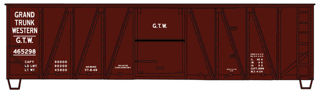 40' Single-Sheathed Wood Boxcar w/Wood Doors & Steel Ends - Kit -- Grand Trunk Western #465298 (Boxcar Red)-1