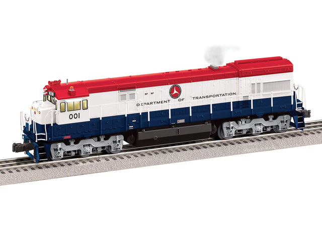GE U30C- 3-Rail - Legacy Sound, Smoke and Control -- U.S. Department of Transportation #001 (red, white, blue)-1