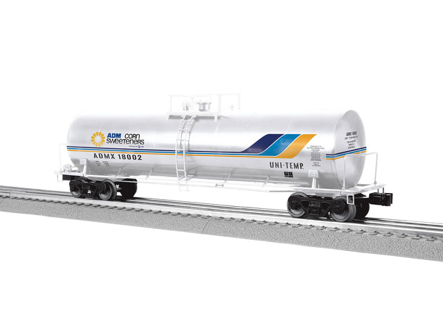 50' Tank Car - 3-Rail - Ready to Run -- Archer-Daniels-Midland #18002 (white, blue, Corn Sweeteners Logo)-1