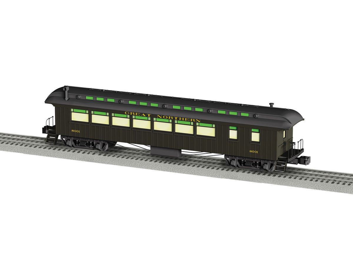 Wood Diner with StationSounds - 3-Rail - Ready to Run -- Great Northern #8001 (Pullman Green, black)-1