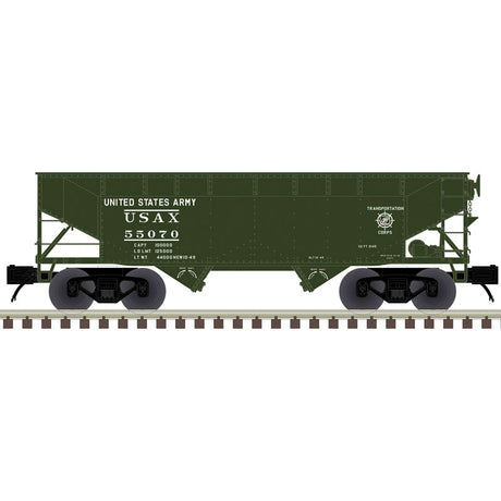 Offset-Side 2-Bay Hopper - 2-Rail - Ready to Run - Premier(R) -- US Army (green)-1