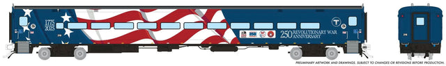 Comet Coach - Ready to Run -- MBTA #210 Massachusetts 250 Wrap (blue, white, red)-1