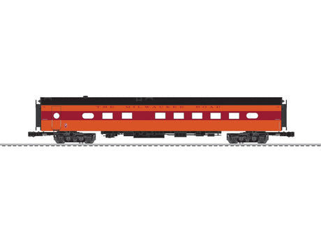 18" Smooth-Side Diner with StationSounds - 3-Rail - Ready to Run -- Milwaukee Road #115 (1948 Hiawatha, orange, maroon, black)-1