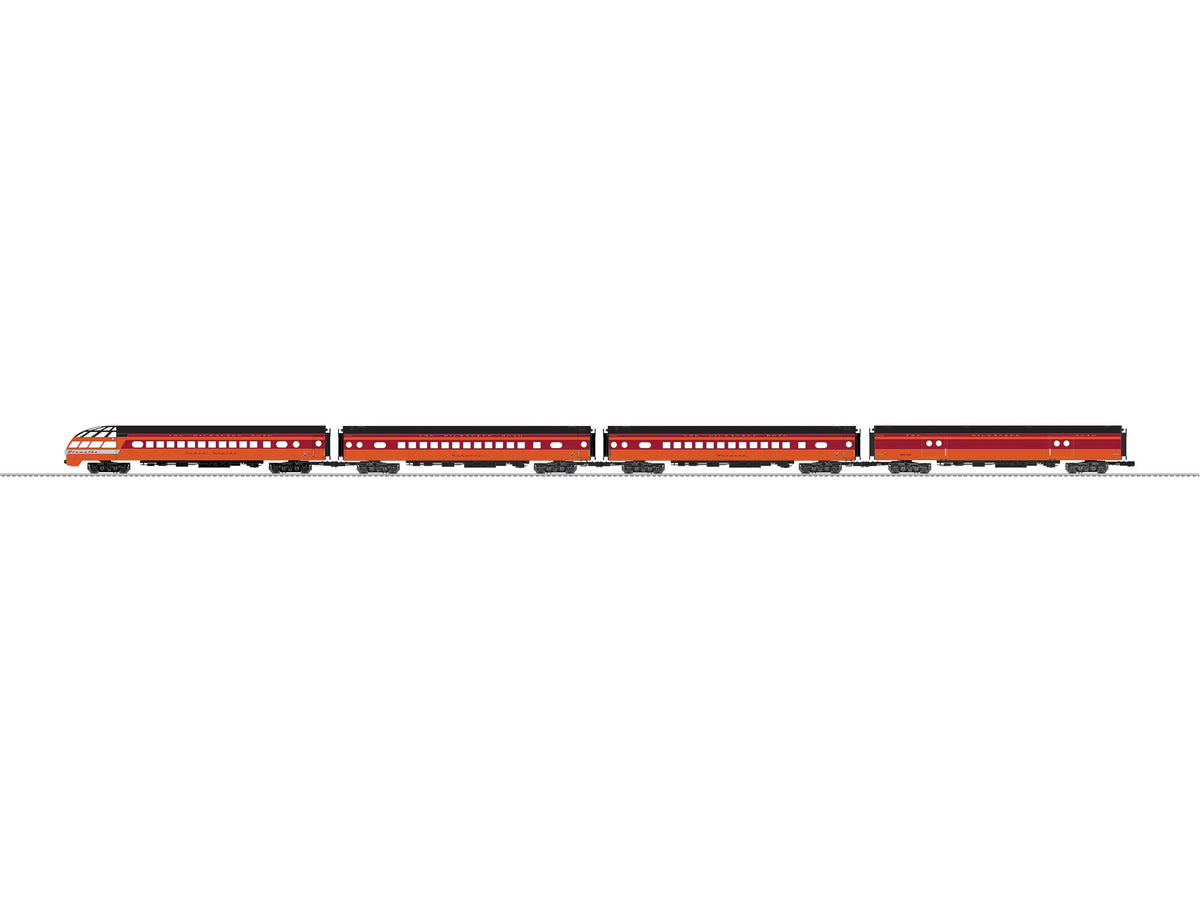 Baggage, 2 Coaches, Skytop Observation Set - 3-Rail - Ready to Run -- Milwaukee Road (21st Century Excursion Scheme, orange, maroon, black)-1