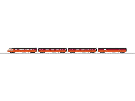 Baggage, 2 Coaches, Skytop Observation Set - 3-Rail - Ready to Run -- Milwaukee Road (21st Century Excursion Scheme, orange, maroon, black)-1
