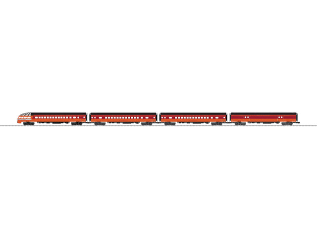 Baggage, 2 Coaches, Skytop Observation Set - 3-Rail - Ready to Run -- Milwaukee Road (21st Century Excursion Scheme, orange, maroon, black)-1