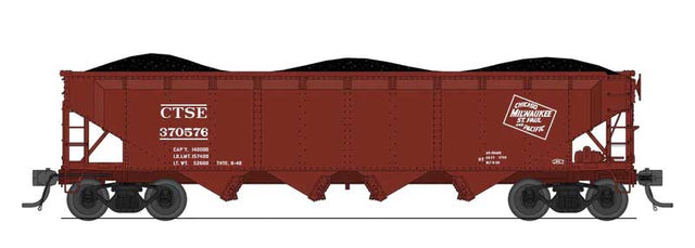 ARA/AAR 70-Ton 4-Bay Hopper w/Load 6-Pack - Ready to Run -- Milwaukee Road CTSE Set B (1930s/1940s, Boxcar Red, CMSTP&P Logo)-1