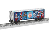 Steel Boxcar - 3-Rail - Ready to Run -- Elf on the Shelf Christmas (white, blue, red)-1