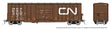 Trenton Works 5277 Cubic Foot Boxcar  6-Pack - Ready to Run -- Canadian National Set #1 (Faded Boxcar Red, yellow Stripes, Large  Logo)-1